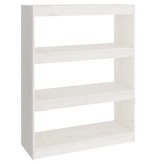 vidaXL Boekenkast/kamerscherm 80x30x103,5 cm massief grenenhout wit