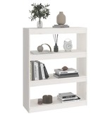 vidaXL Boekenkast/kamerscherm 80x30x103,5 cm massief grenenhout wit