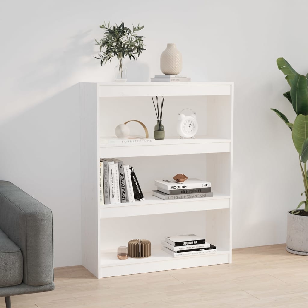 vidaXL Boekenkast/kamerscherm 80x30x103,5 cm massief grenenhout wit