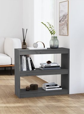 vidaXL Boekenkast/kamerscherm 80x30x71,5 cm massief grenenhout grijs