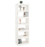 vidaXL Boekenkast/kamerscherm 60x30x199,5 cm massief grenenhout wit