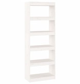 vidaXL Boekenkast/kamerscherm 60x30x167,5 cm massief grenenhout wit