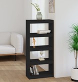 vidaXL Boekenkast/kamerscherm 60x30x135,5 cm massief grenenhout zwart