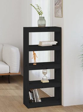 vidaXL Boekenkast/kamerscherm 60x30x135,5 cm massief grenenhout zwart