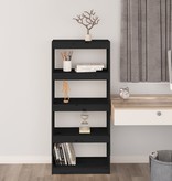 vidaXL Boekenkast/kamerscherm 60x30x135,5 cm massief grenenhout zwart