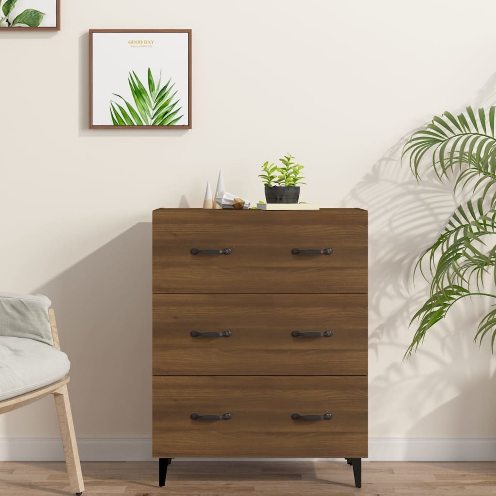 VidaXL Dressoir 69,5x34x90 cm bewerkt hout bruineikenkleurig