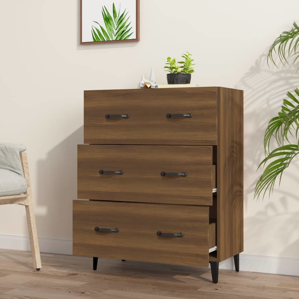 VidaXL Dressoir 69,5x34x90 cm bewerkt hout bruineikenkleurig