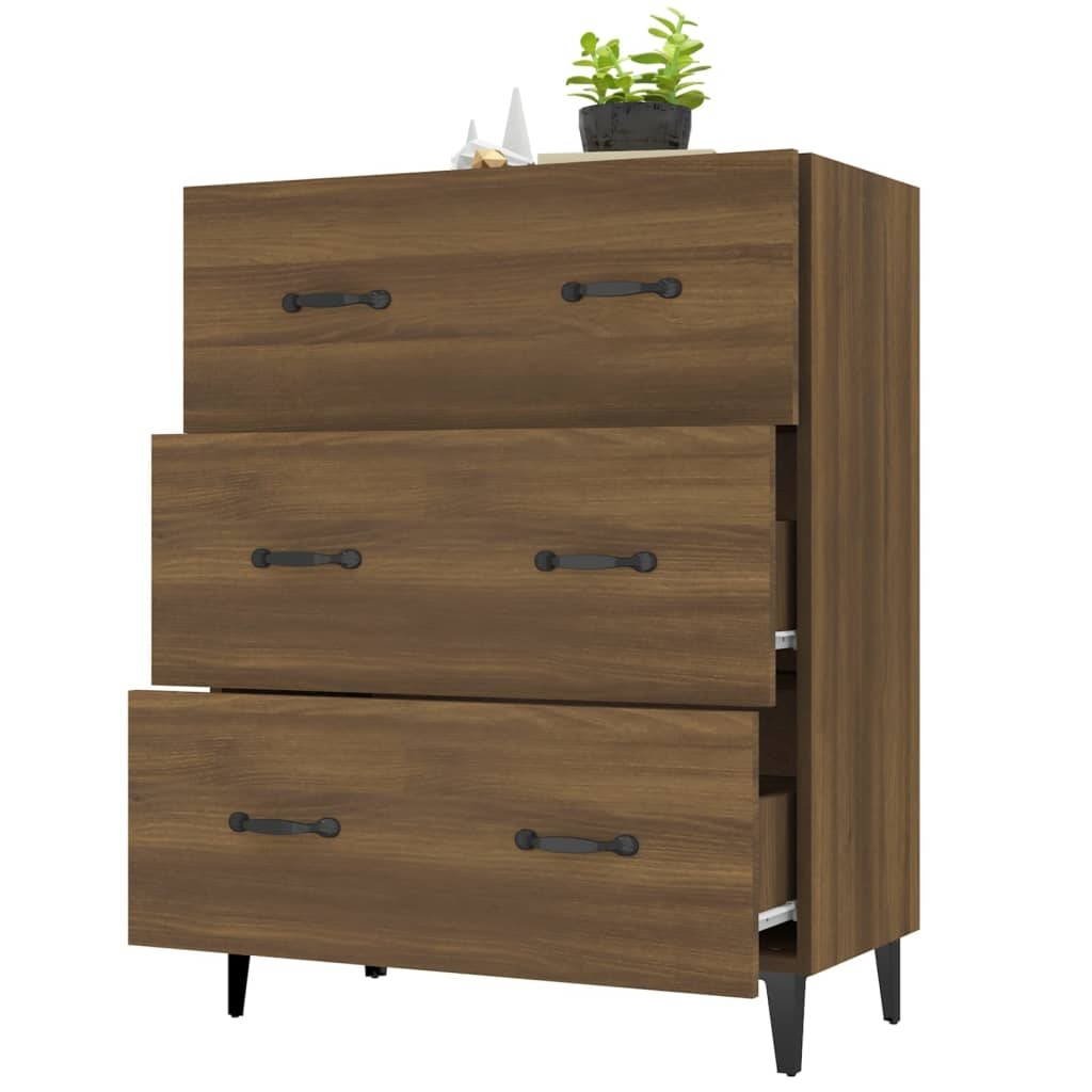 VidaXL Dressoir 69,5x34x90 cm bewerkt hout bruineikenkleurig