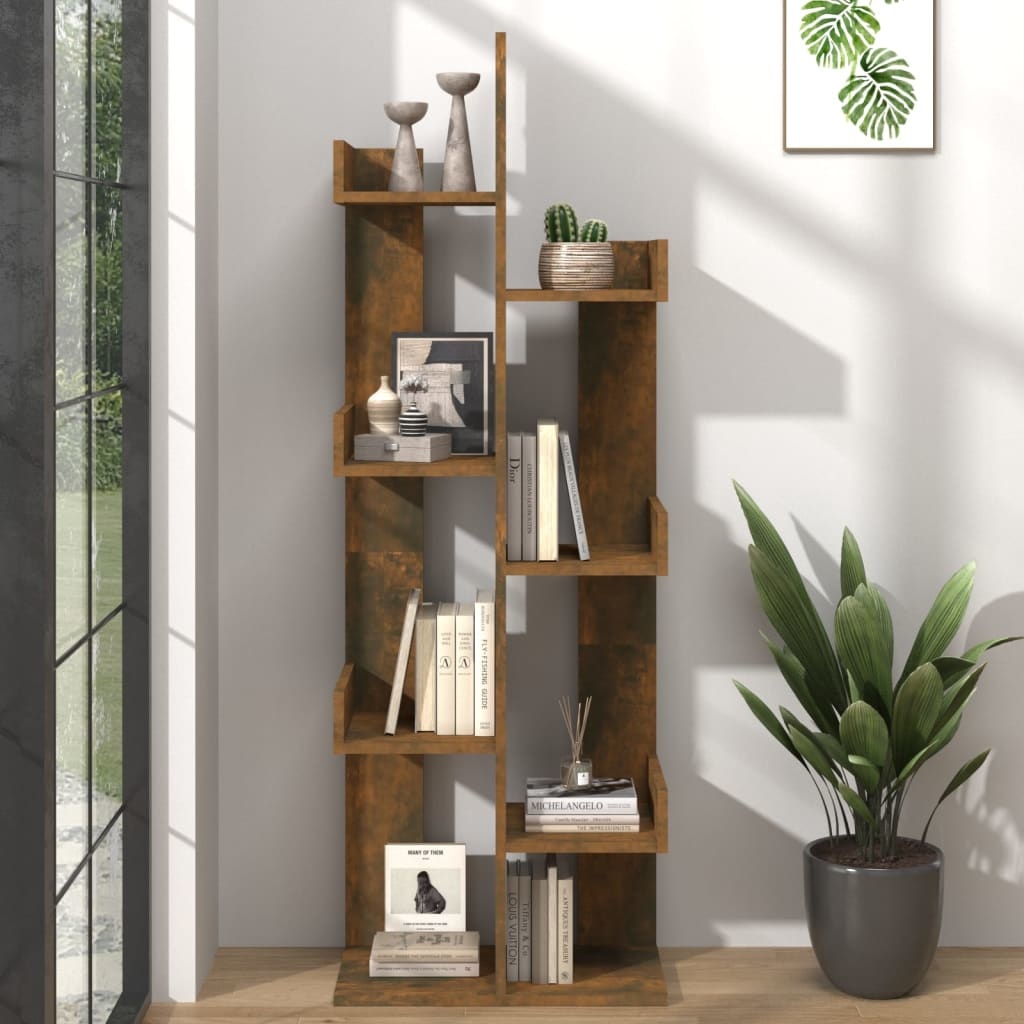 vidaXL Boekenkast 48x25,5x140 cm bewerkt hout gerookt eikenkleurig