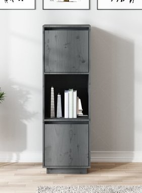 VidaXL Hoge kast 38x35x117 cm massief grenenhout grijs