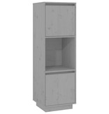 vidaXL Hoge kast 38x35x117 cm massief grenenhout grijs