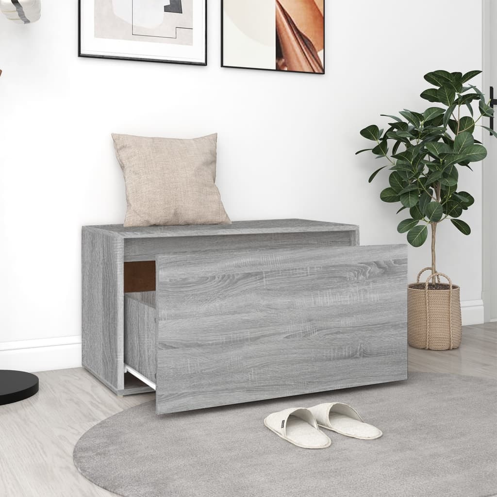 VidaXL Halbank 80x40x45 cm bewerkt hout grijs sonoma eikenkleurig