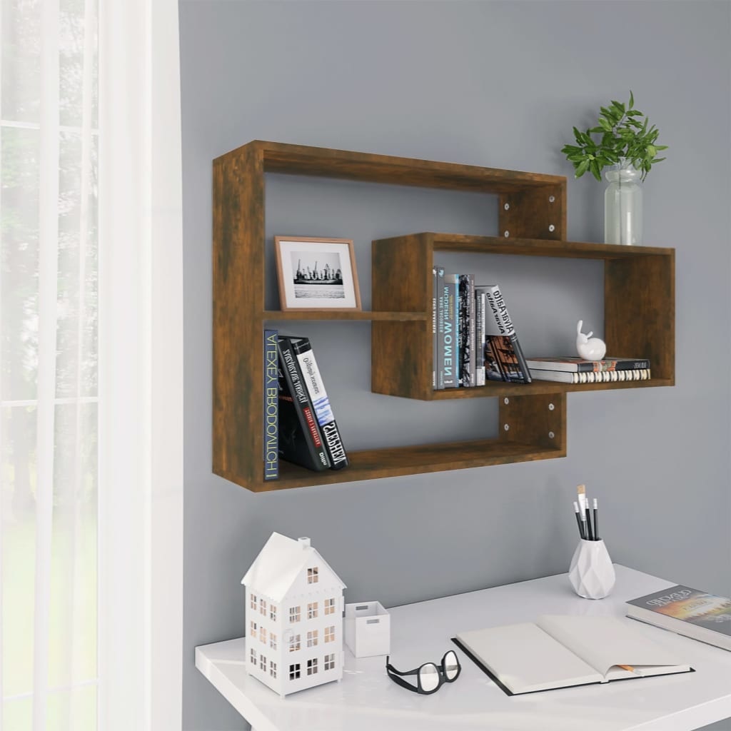 VidaXL Wandschap 104x20x58,5 cm bewerkt hout gerookt eikenkleurig