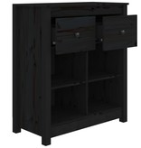 VidaXL Dressoir 70x35x80 cm massief grenenhout zwart