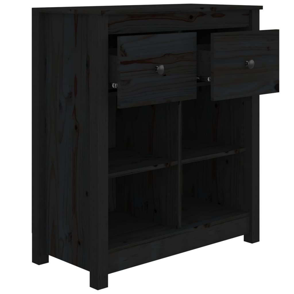 VidaXL Dressoir 70x35x80 cm massief grenenhout zwart