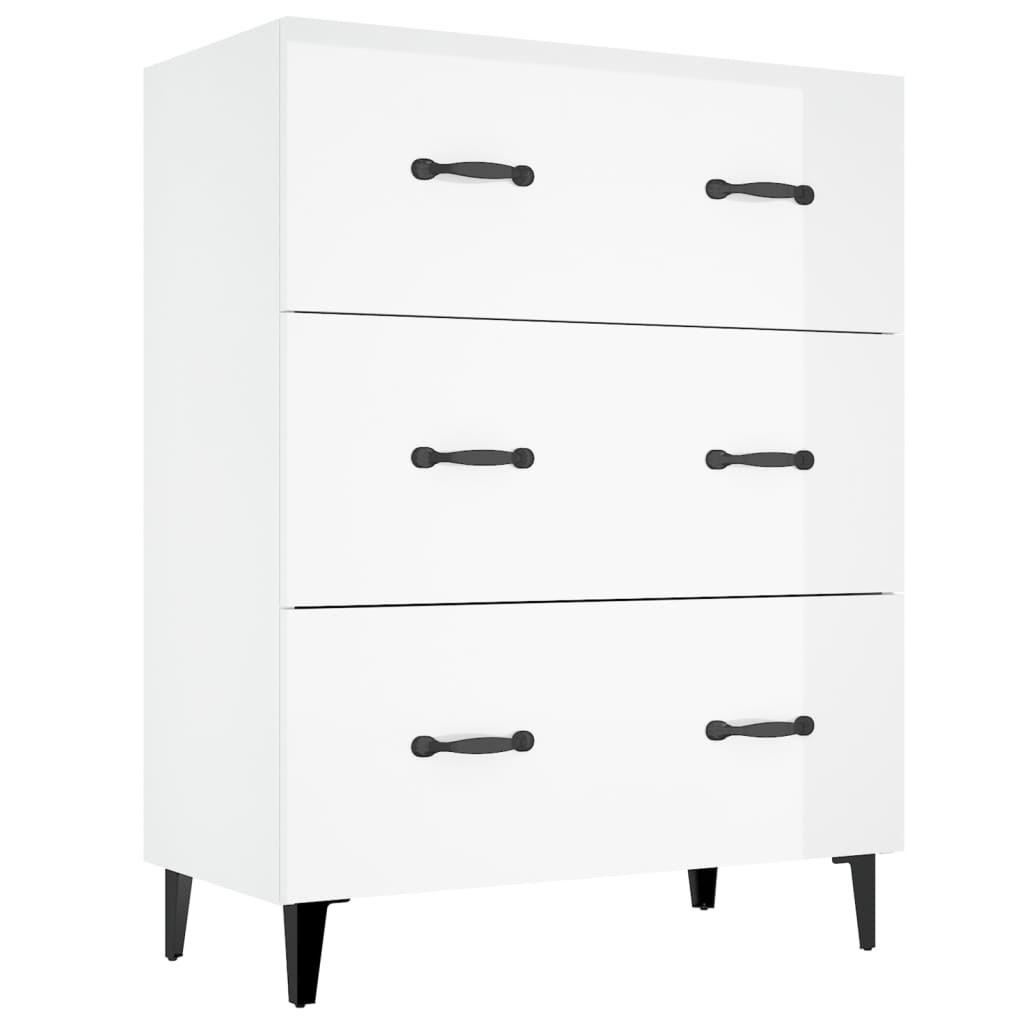 VidaXL Dressoir 69,5x34x90 cm bewerkt hout hoogglans wit