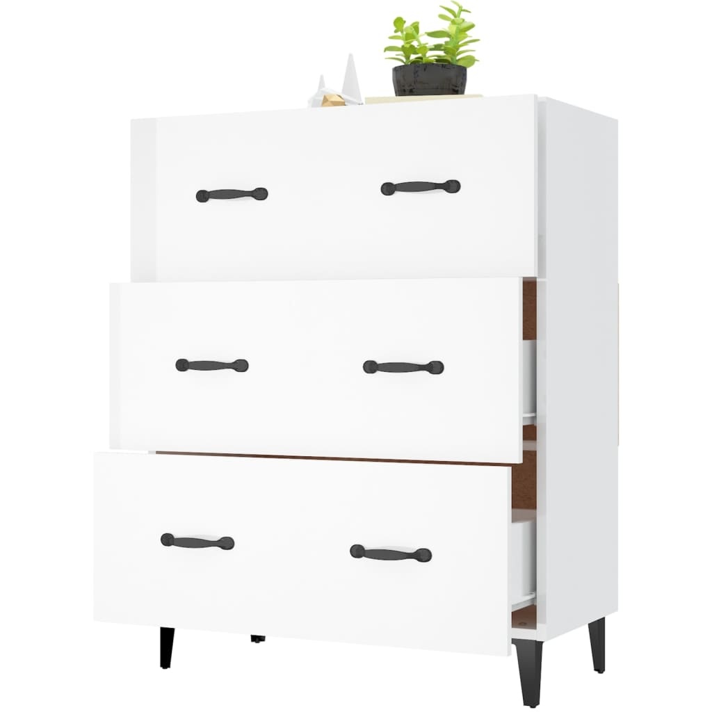VidaXL Dressoir 69,5x34x90 cm bewerkt hout hoogglans wit