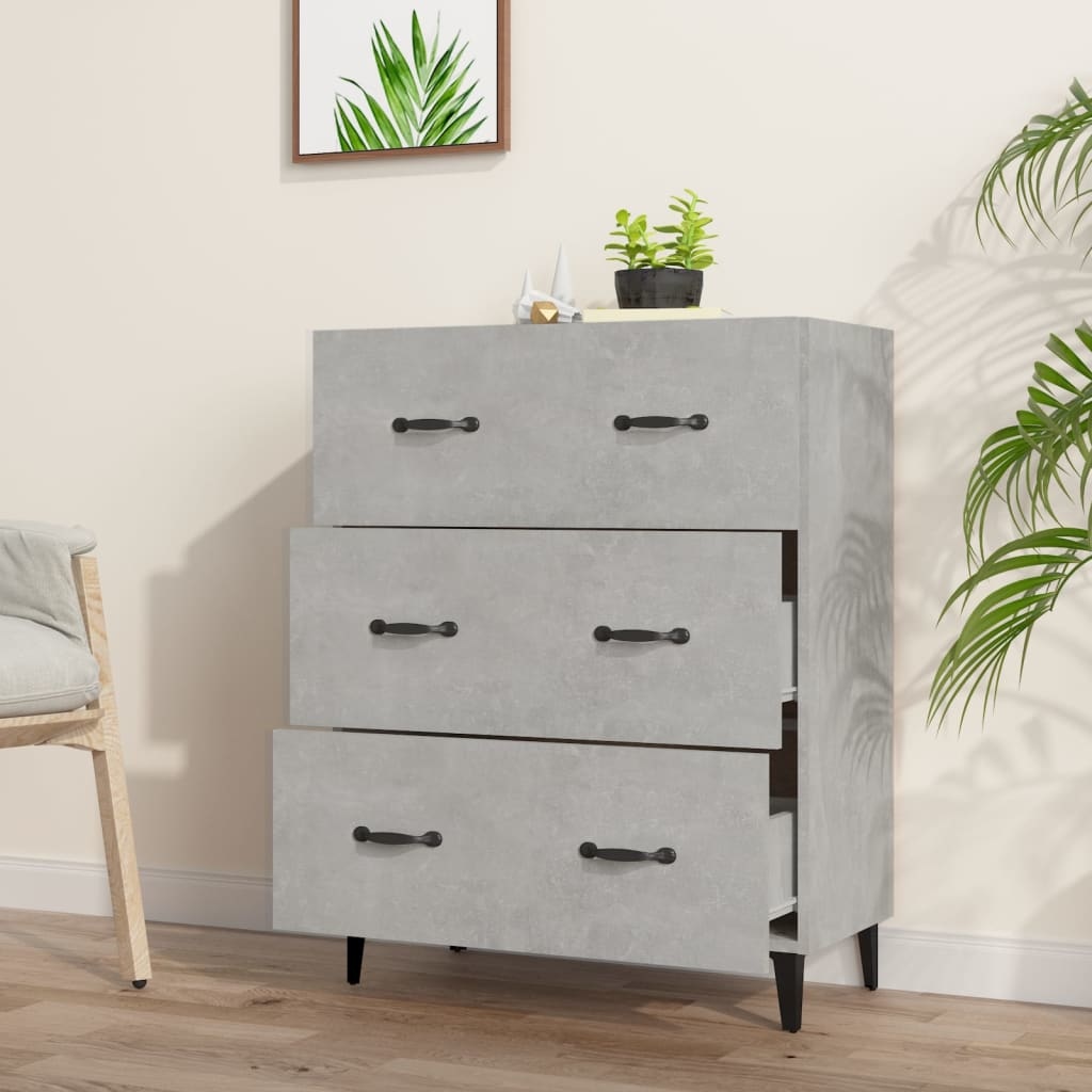 VidaXL Dressoir 69,5x34x90 cm bewerkt hout betongrijs