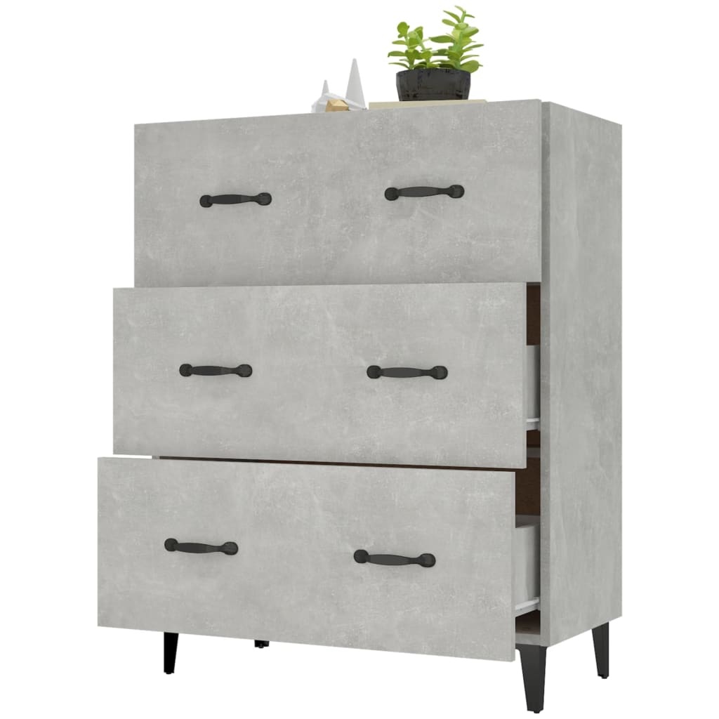 VidaXL Dressoir 69,5x34x90 cm bewerkt hout betongrijs