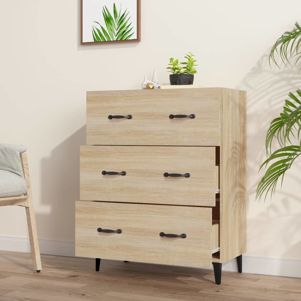 VidaXL Dressoir 69,5x34x90 cm bewerkt hout sonoma eikenkleurig