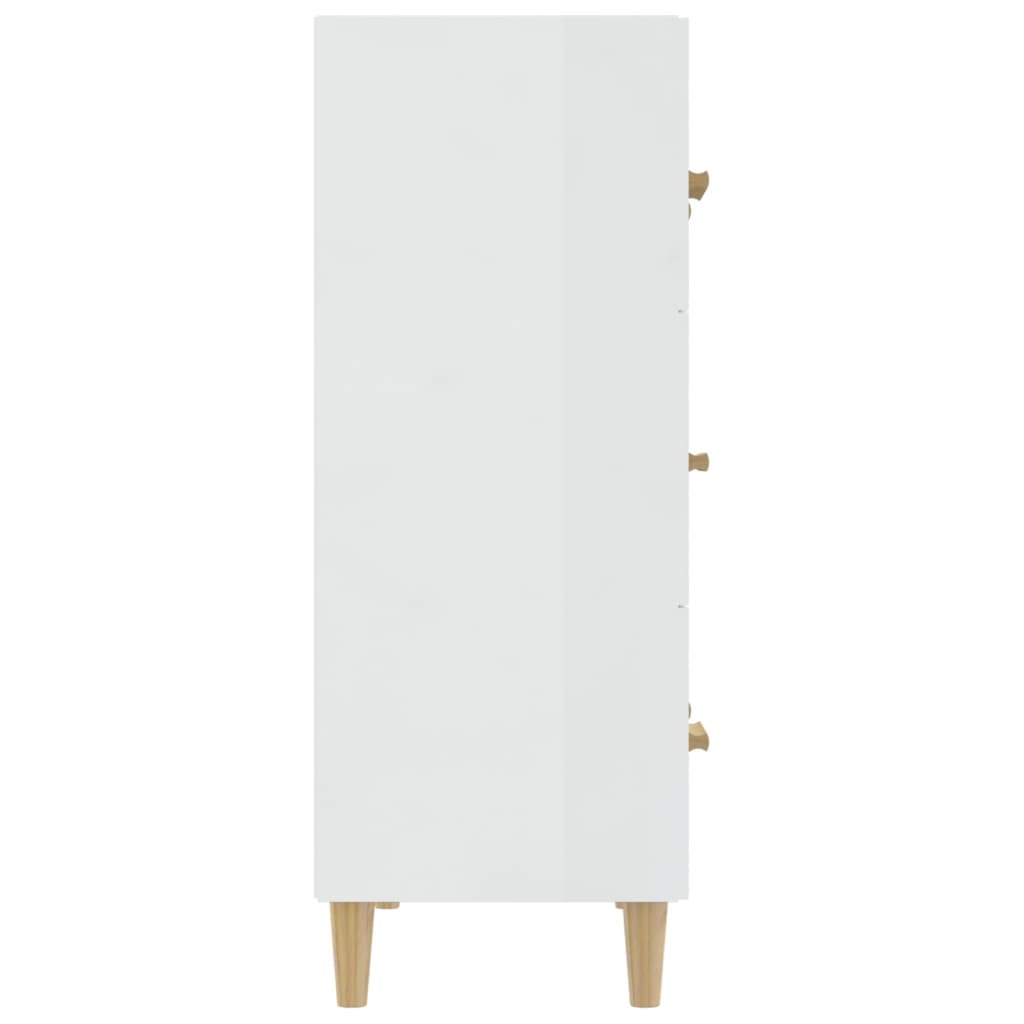 VidaXL Dressoir 70x34x90 cm bewerkt hout hoogglans wit
