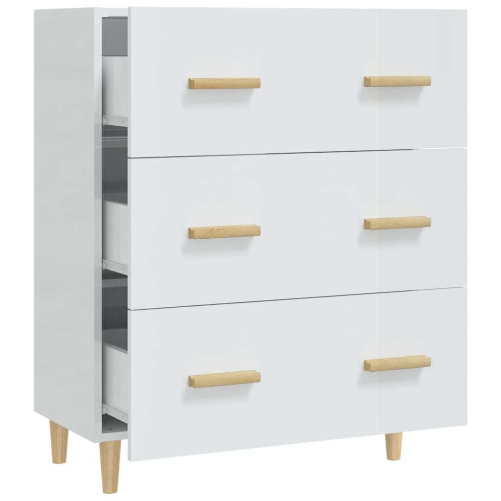 VidaXL Dressoir 70x34x90 cm bewerkt hout hoogglans wit