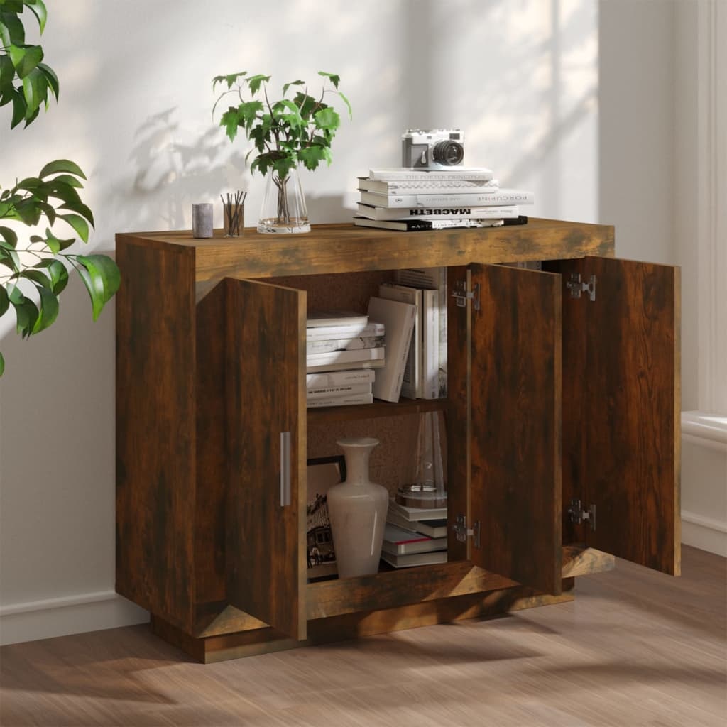 VidaXL Dressoir 92x35x75 cm bewerkt hout gerookt eikenkleurig