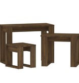 VidaXL 3-delige Tafeltjesset bewerkt hout bruineikenkleurig