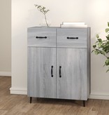VidaXL Dressoir 69,5x34x90 cm bewerkt hout grijs sonoma eikenkleurig