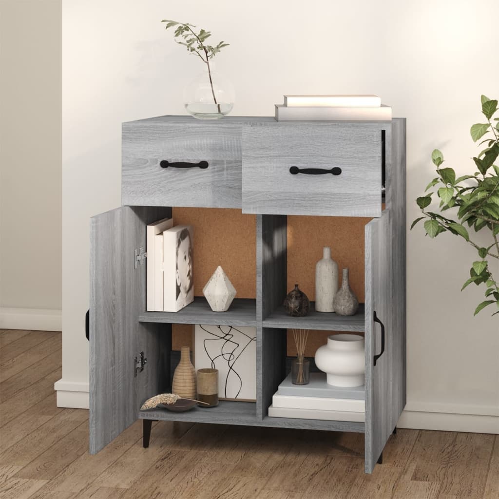 VidaXL Dressoir 69,5x34x90 cm bewerkt hout grijs sonoma eikenkleurig