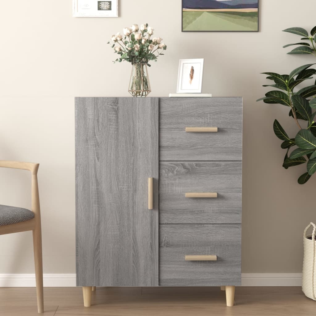 VidaXL Dressoir 69,5x34x90 cm bewerkt hout grijs sonoma eikenkleurig