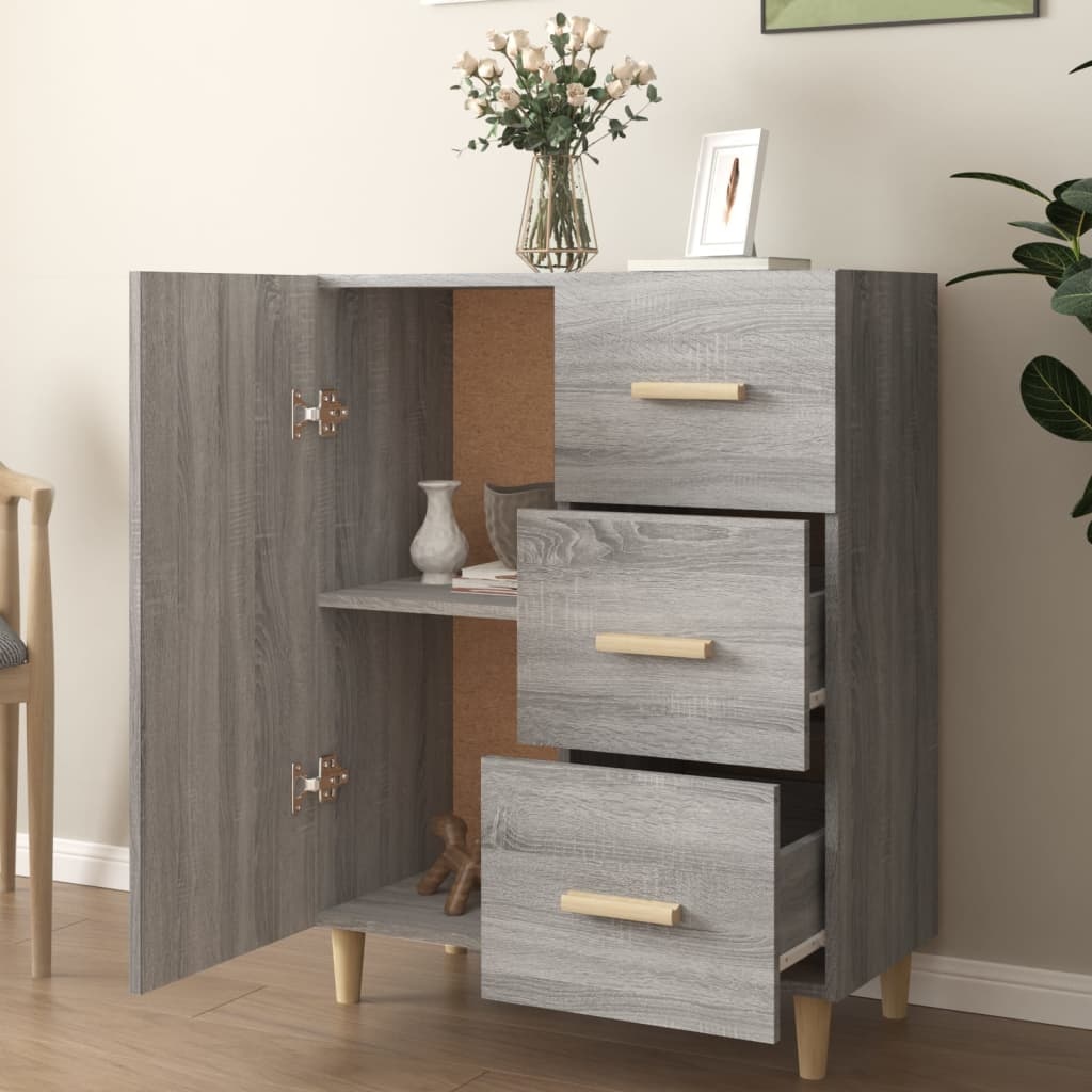 VidaXL Dressoir 69,5x34x90 cm bewerkt hout grijs sonoma eikenkleurig