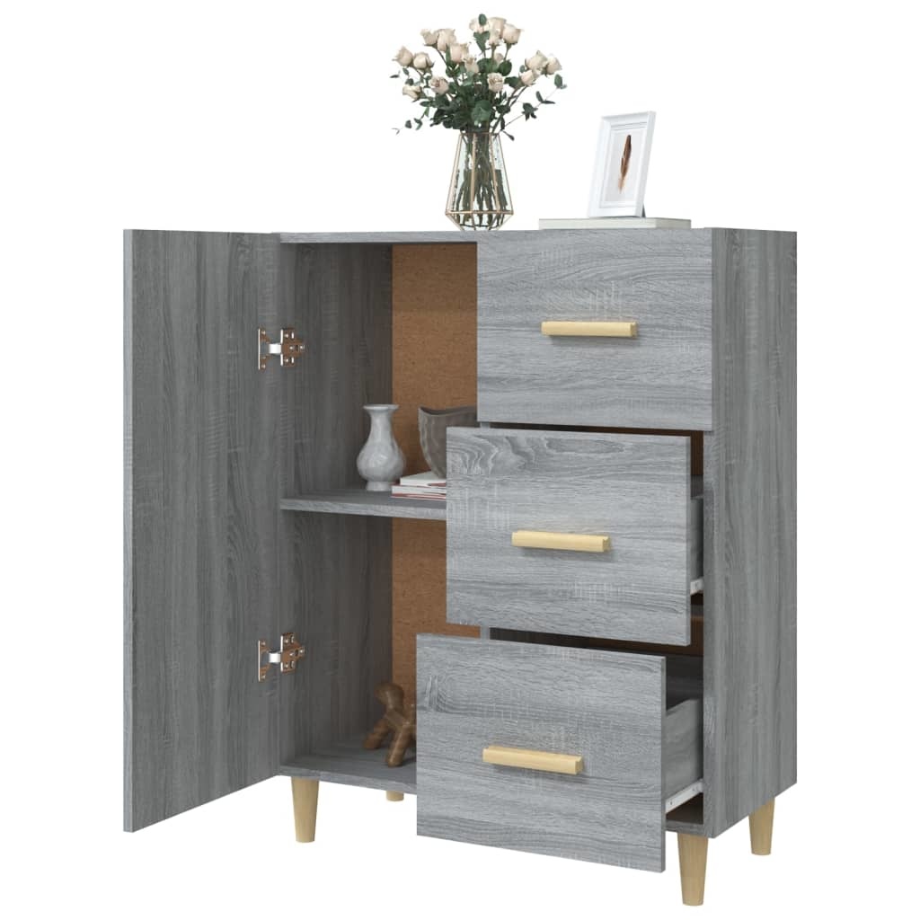 VidaXL Dressoir 69,5x34x90 cm bewerkt hout grijs sonoma eikenkleurig