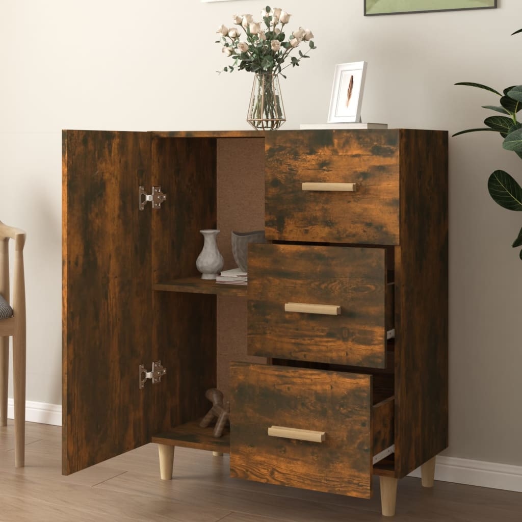 VidaXL Dressoir 69,5x34x90 cm bewerkt hout gerookt eikenkleurig