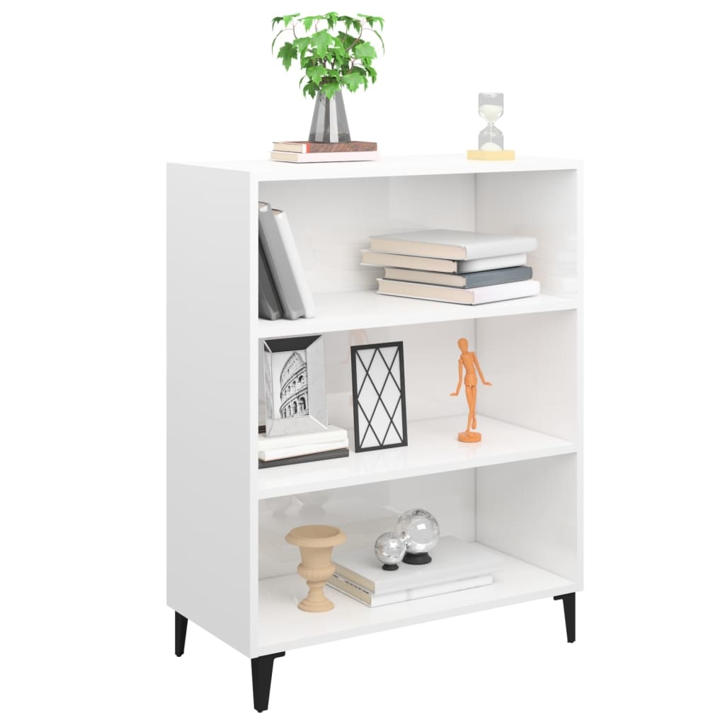 VidaXL Dressoir 69,5x32,5x90 cm bewerkt hout hoogglans wit