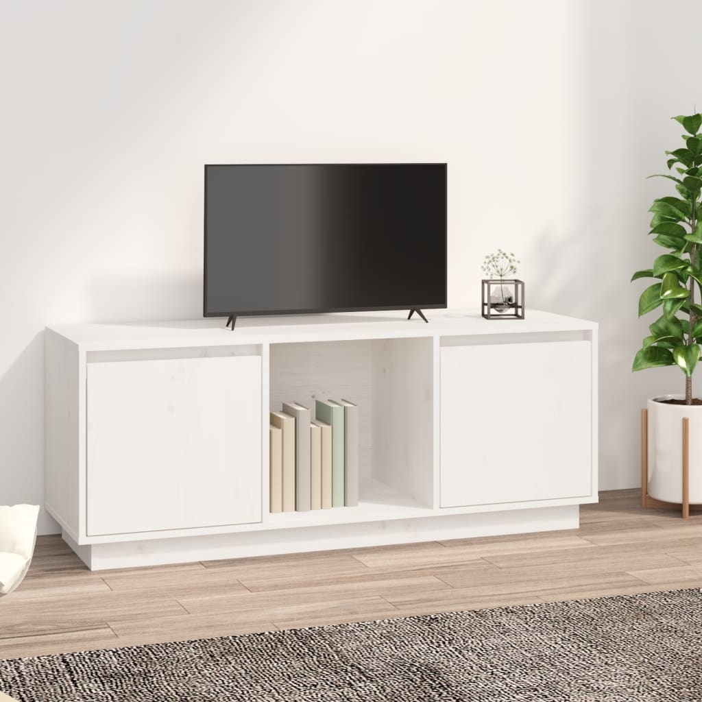 VidaXL Tv-meubel 110,5x35x44 cm massief grenenhout wit