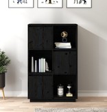 VidaXL Hoge kast 74x35x117 cm massief grenenhout zwart