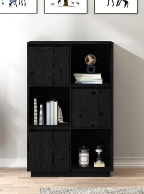 VidaXL Hoge kast 74x35x117 cm massief grenenhout zwart