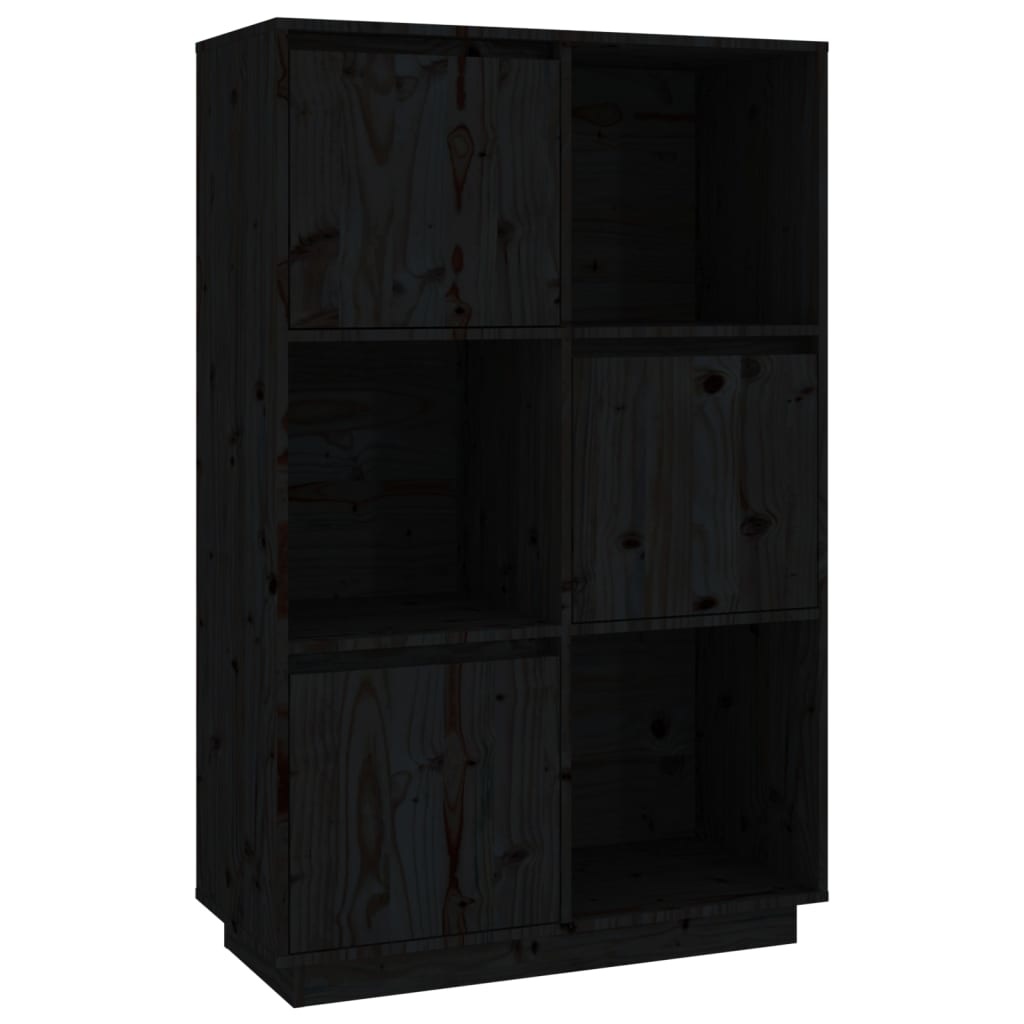 VidaXL Hoge kast 74x35x117 cm massief grenenhout zwart