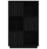 VidaXL Hoge kast 74x35x117 cm massief grenenhout zwart