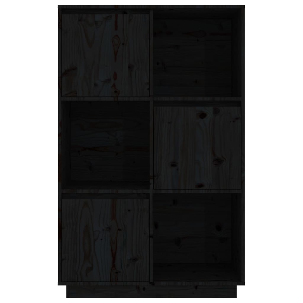 VidaXL Hoge kast 74x35x117 cm massief grenenhout zwart