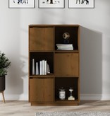 VidaXL Hoge kast 74x35x117 cm massief grenenhout honingbruin