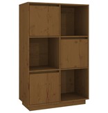 VidaXL Hoge kast 74x35x117 cm massief grenenhout honingbruin