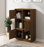 VidaXL Hoge kast 74x35x117 cm massief grenenhout honingbruin