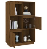 VidaXL Hoge kast 74x35x117 cm massief grenenhout honingbruin