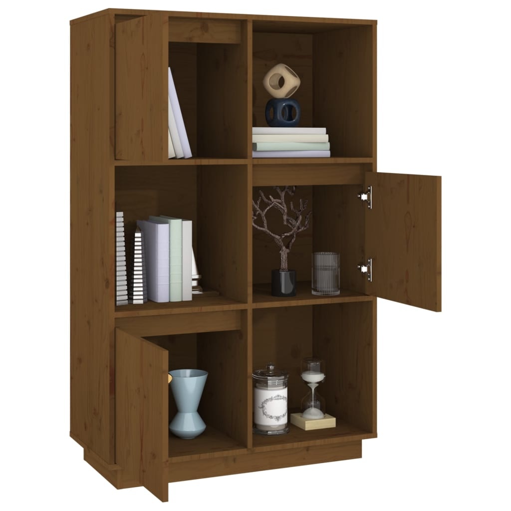 VidaXL Hoge kast 74x35x117 cm massief grenenhout honingbruin