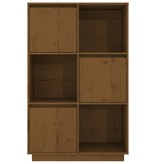 VidaXL Hoge kast 74x35x117 cm massief grenenhout honingbruin