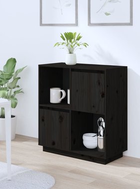 VidaXL Dressoir 74x35x80 cm massief grenenhout zwart
