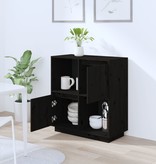 VidaXL Dressoir 74x35x80 cm massief grenenhout zwart