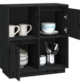 VidaXL Dressoir 74x35x80 cm massief grenenhout zwart